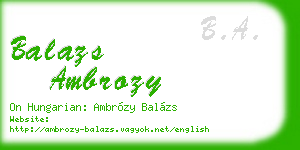 balazs ambrozy business card